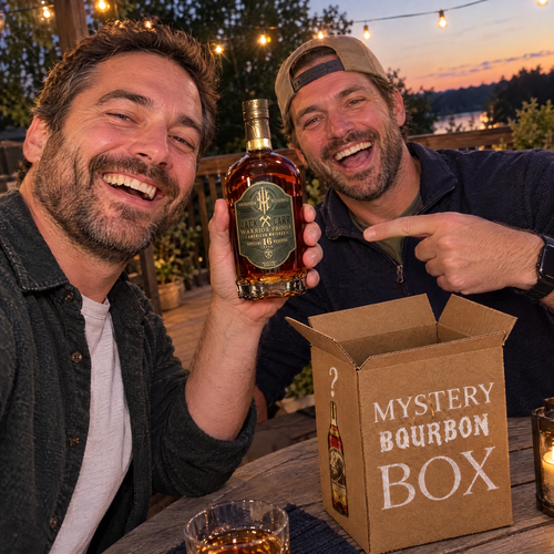 Two brothers with a bottle from the box