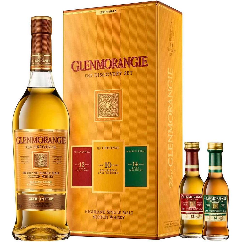 Glenmorangie Single Malt Scotch The Original 10 Years Old The Pioneer Set W  1 Quinta Ruban & 1 50ml Lasanta 750ml - Prairie Liquors, Olathe, KS,  Olathe, KS