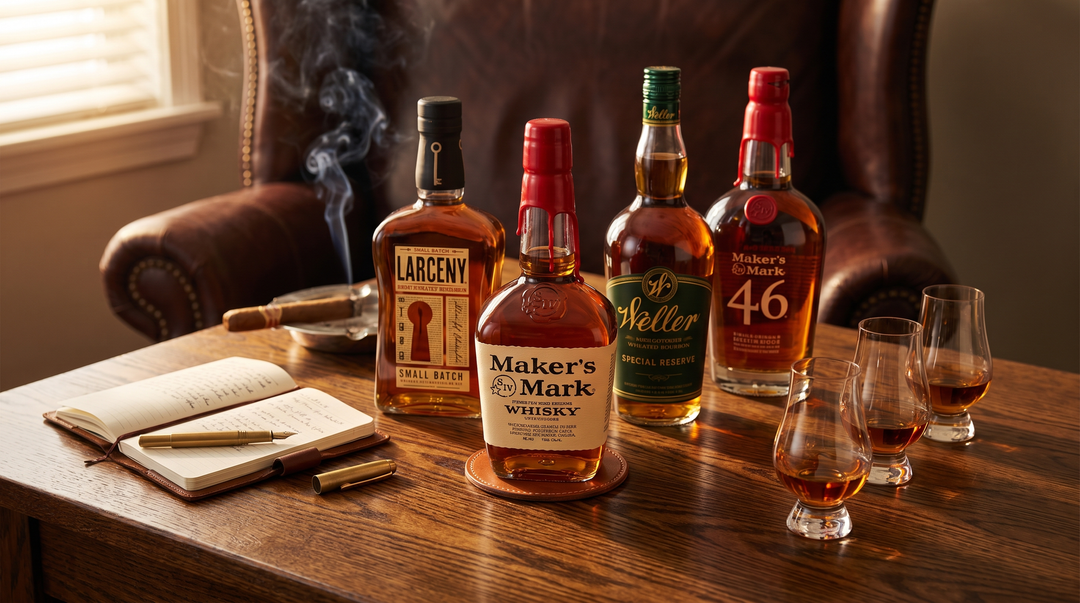 Father's Day wheated bourbon flight: Maker's Mark, Larceny, Weller, Maker's 46