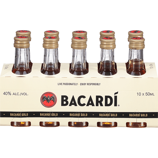 Bacardi Gold Rum 10 x 50ml | Mini Alcohol Bottles:Bourbon Central