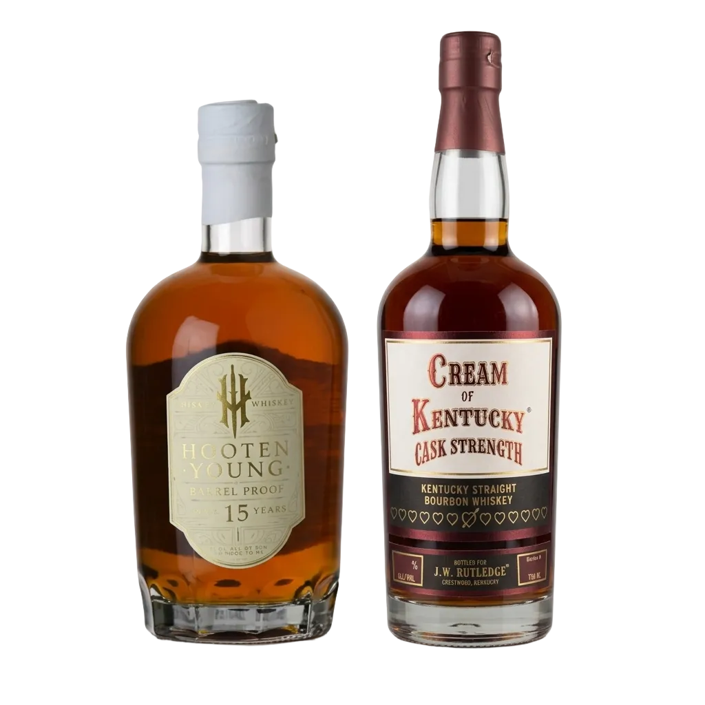 Hooten Young 15 Year Barrel Proof American Whiskey & J.W Rutledge Cream of Kentucky Cask Strength Bourbon Bundle
