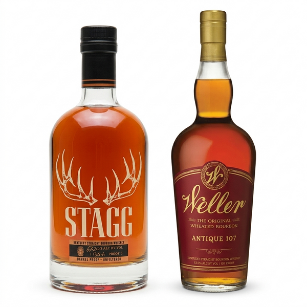 Stagg Straight Bourbon & Weller Antique 107 Wheated Bourbon Whiskey Bundle