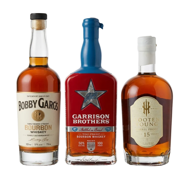 Garrison Brothers Bottled In Bond + Bobby Garg's + Hooten Barrel Proof 15 Bourbon Bundle