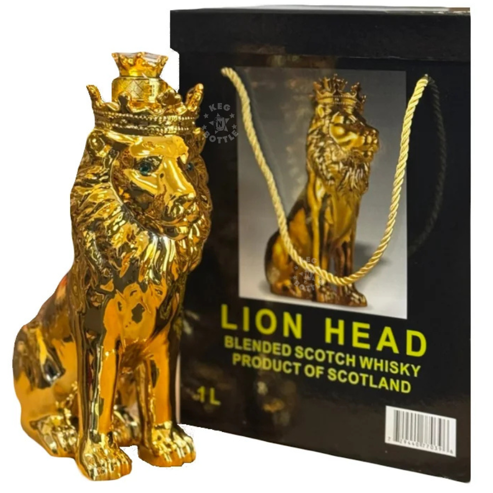 Lion Head Blended Scotch Whisky Gold Decanter