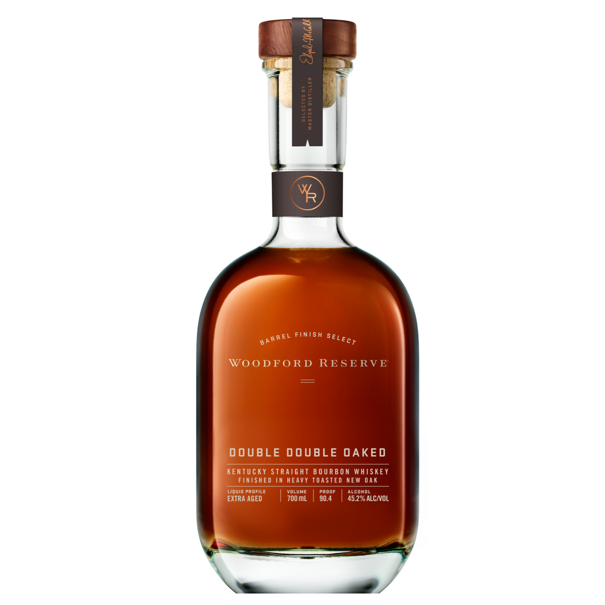 Woodford Reserve Double Double Oaked bourbon whiskey bottle on a white background
