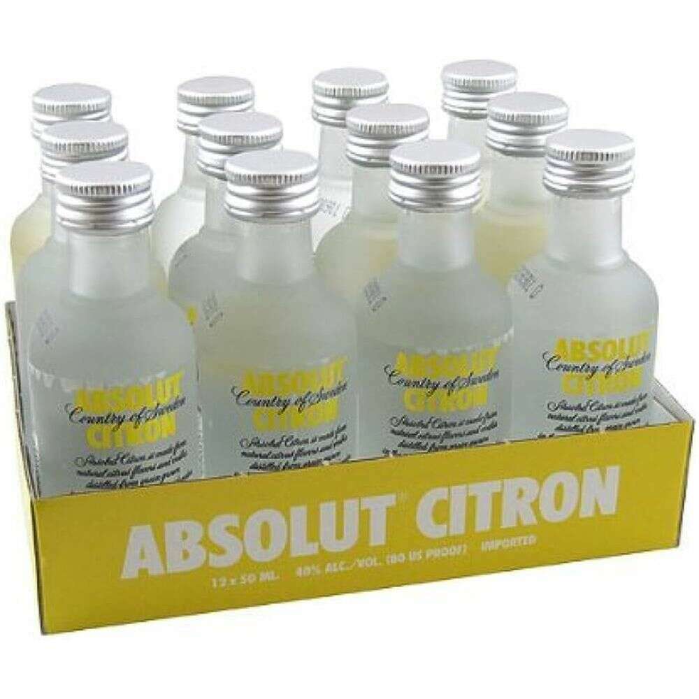 Absolut Vodka Citron 12 x 50ml | Mini Alcohol Bottles:Bourbon Central