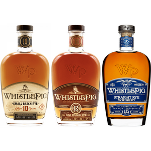 WhistlePig 10 Year Small Batch Rye, WhistlePig 12 Year Old World Rye & WhistlePig 15 Year Estate Oak Rye Whiskey Bundle
