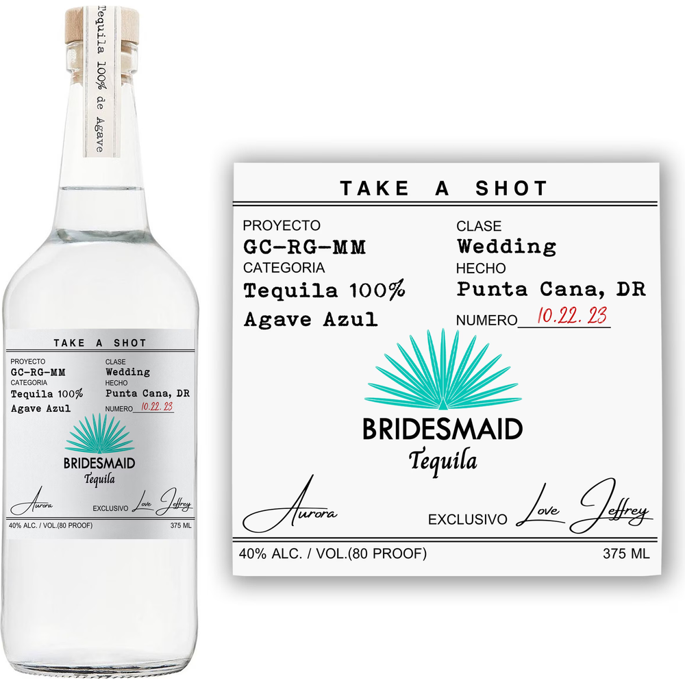 Casamigos tequila bridesmaid gift label