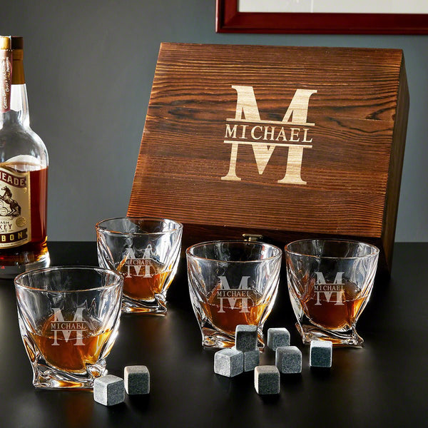 Artisan Whiskey Glass Set with Display Case