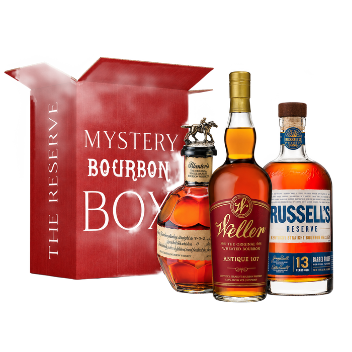 The Reserve Mystery Box with allocated bourbon bottles