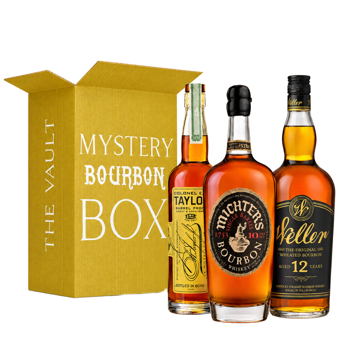 The Vault Mystery Box with allocated bourbon bottles