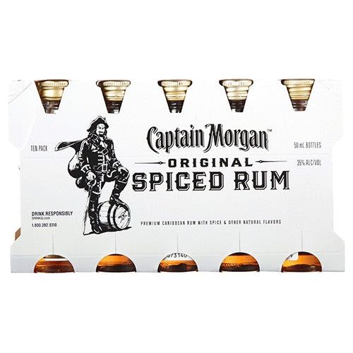 Captain Morgan Spiced Rum Original Spiced 10 x 50ml | Mini Alcohol Bottles:Bourbon Central