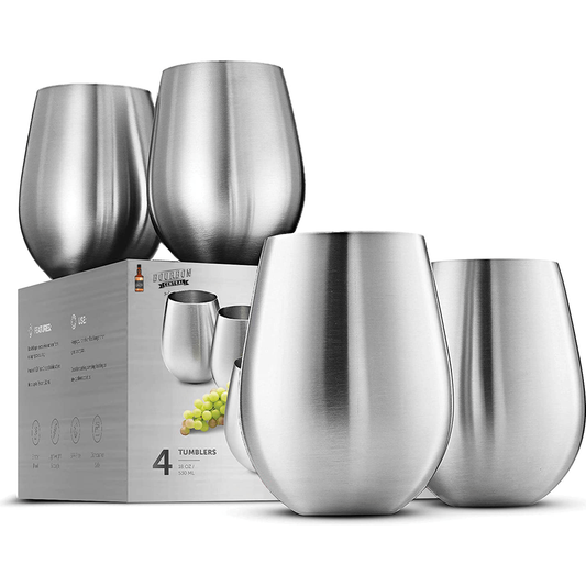 Stainless-Steel Wine Glasses - 4 Pack:Bourbon Central